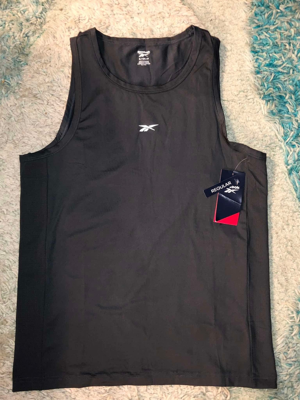 Reebok Men’s Black Athletic Tank Top with White Logo